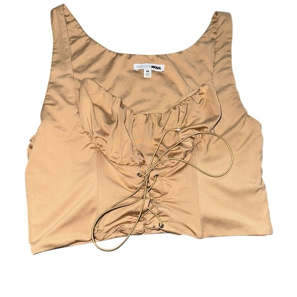 Fashion Nova Tops - Tan Milkmaid Crop Top